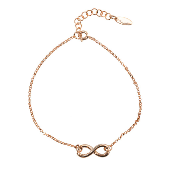 Fashion 18K Gold Sterling Silver Plain Gold Over Infinity Women Bracelet