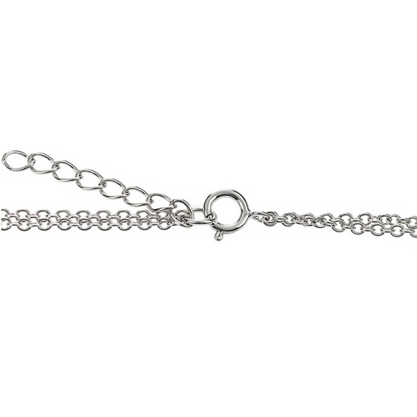 Sterling Silver Black and White Cubic Zirconia Two Layers Double Cross Necklace