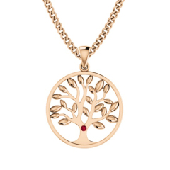 Fine Jewelry Sterling Silver High Polish Single Cubic Zirconia Family Tree Necklace