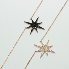 Popular Sterling Silver Cubic Zirconia Starburst Choker Necklace Women