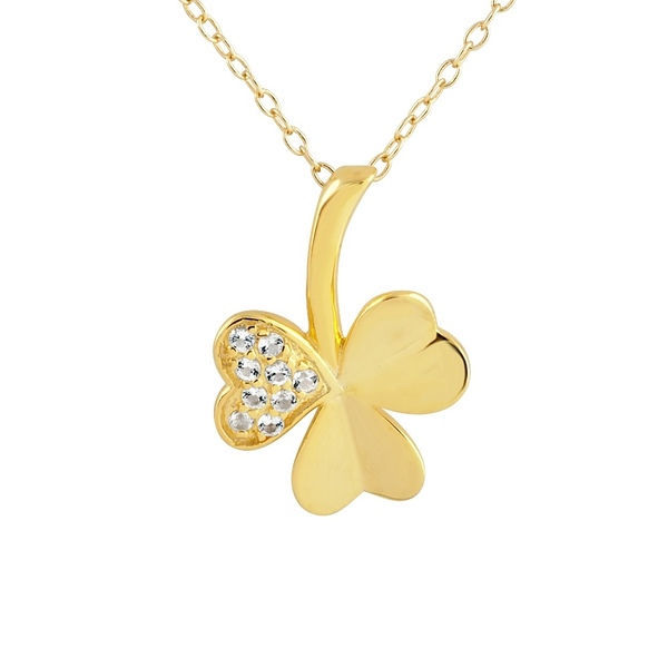 Rose Gold Plated Sterling Silver White Topaz Triple Heart Colver Necklace