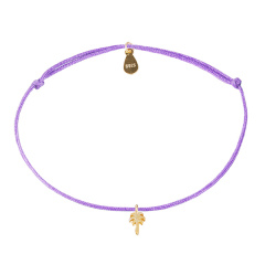 Hadmade 925 Sterling Silver 14K Gold Purple Nylon Cord Palm Bracelet