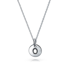 Landou Jewelry Sterling Silver Petite Letter Initial Disc Pendant Necklace