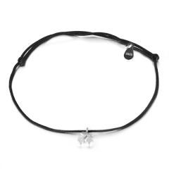 Handmade 925 Sterling Silver 14K Gold Black Nylon Cord Cherry Bracelet