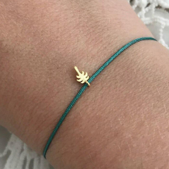 Hadmade 925 Sterling Silver Adjustable Turquoise Nylon Cord Palm Bracelet