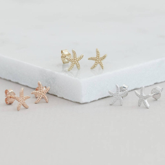 China Supplier Fashion Sterling Silver Plain Petite Starfish Stud Earrings