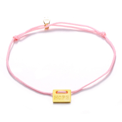 Handmade 925 Sterling Silver Adjustable Pink Nylon Cord Hope Bracelet