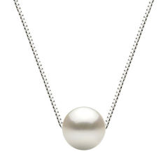 Fashion Sterling Silver 10mm Freshwater Pearl Box Chain Necklace
