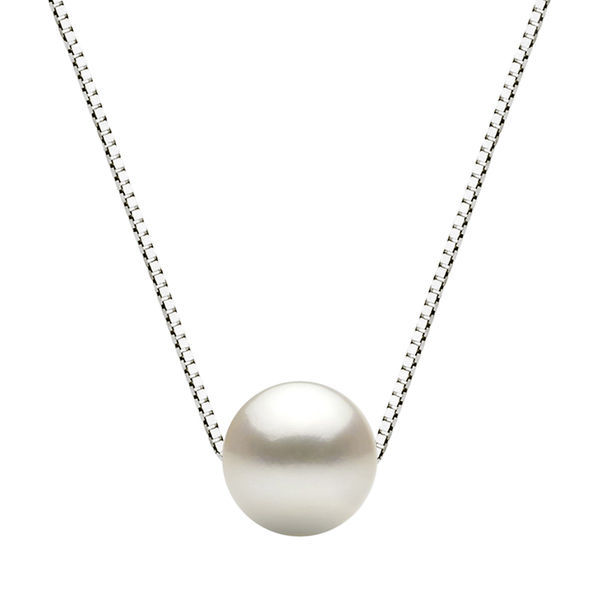 Fashion Sterling Silver 10mm Freshwater Pearl Box Chain Necklace