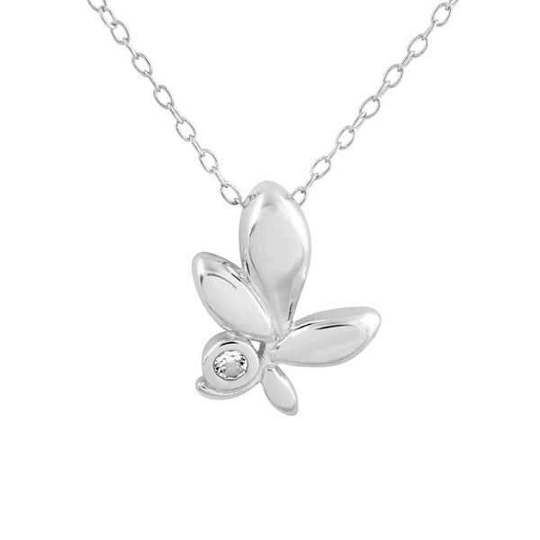 Sterling Silver 14K Gold Plated Cubic Zirconia Triple Leaf Flower Necklace