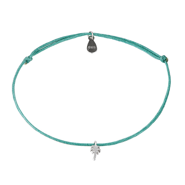 Hadmade 925 Sterling Silver Adjustable Turquoise Nylon Cord Palm Bracelet