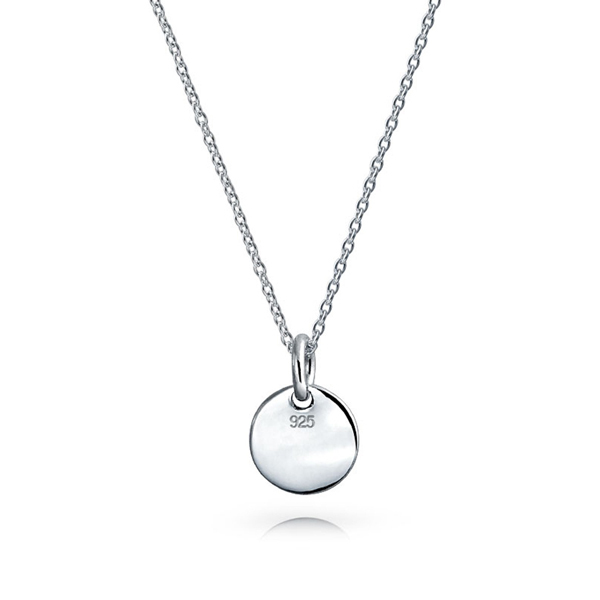 Landou Jewelry Sterling Silver Petite Letter Initial Disc Pendant Necklace