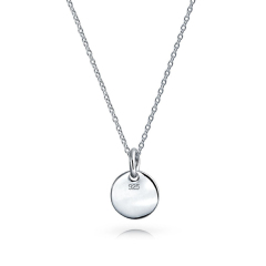 Landou Jewelry Sterling Silver Petite Letter Initial Disc Pendant Necklace
