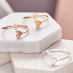Landou Jewelry 925 Sterling Silver Plain Arrow and Heart Open Ring