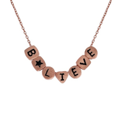 Sterling Silver Enriching Word Curved Letter Believe Multi Charm Necklace