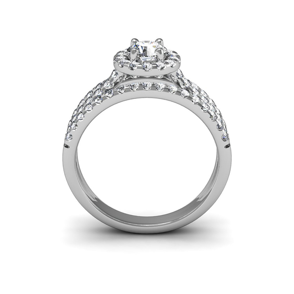 Sterling Silver Pave Set Cubic Zirconia Halo Women Engagement Ring