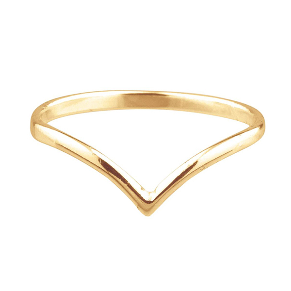 14K Gold Plated Sterling Silver Angled Heart V Shaped Knuckle Ring