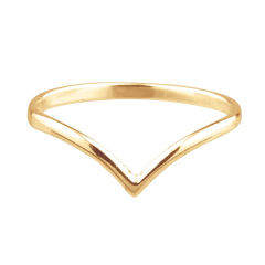 14K Gold Plated Sterling Silver Angled Heart V Shaped Knuckle Ring