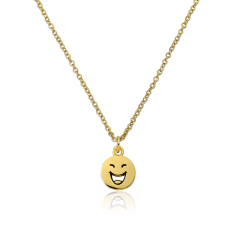 14K Gold Plated Sterling Silver Laughing Face Emotion Pendant Necklace