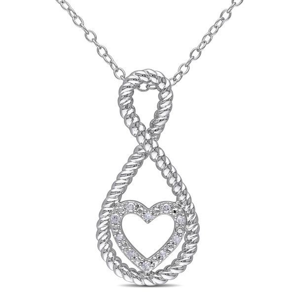 China Manufacturer Sterling Silver Cubic Zirconia Heart and Infinity Necklace