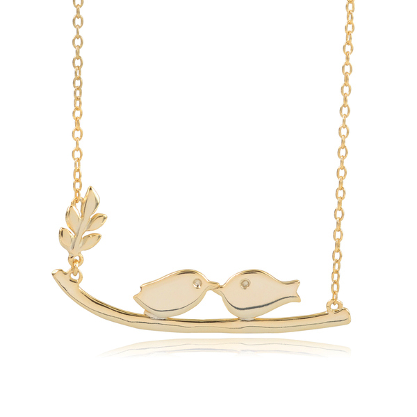Fancy Jewelry Sterling Silver High Polish Two Birds in the Tree Necklace