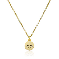 14K Gold Plated Sterling Silver Laughing Face Emotion Pendant Necklace