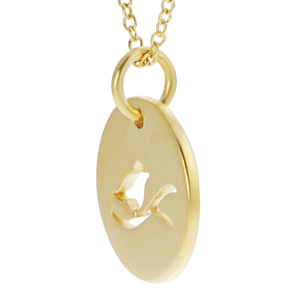 Fashion Sterling Silver Matt Gold Finished Cut-out Bird Pendant Neckalce