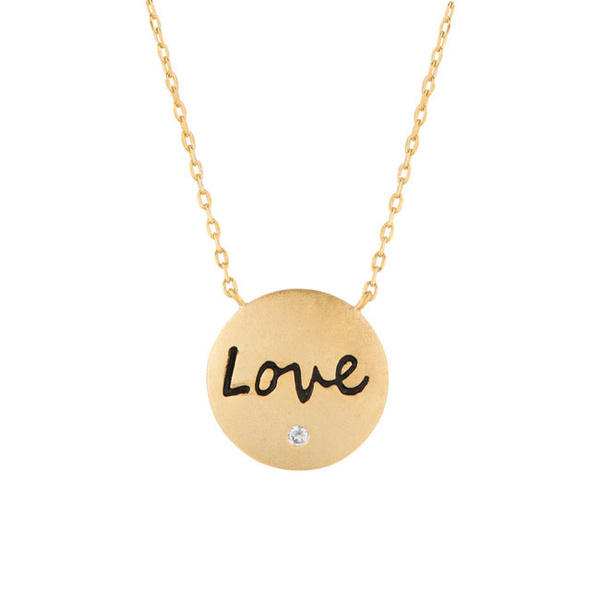 Landou Jewelry Sterling Silver Yellow Gold Plated Love Disc Necklace