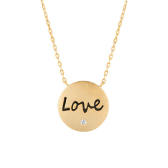 Landou Jewelry Sterling Silver Yellow Gold Plated Love Disc Necklace