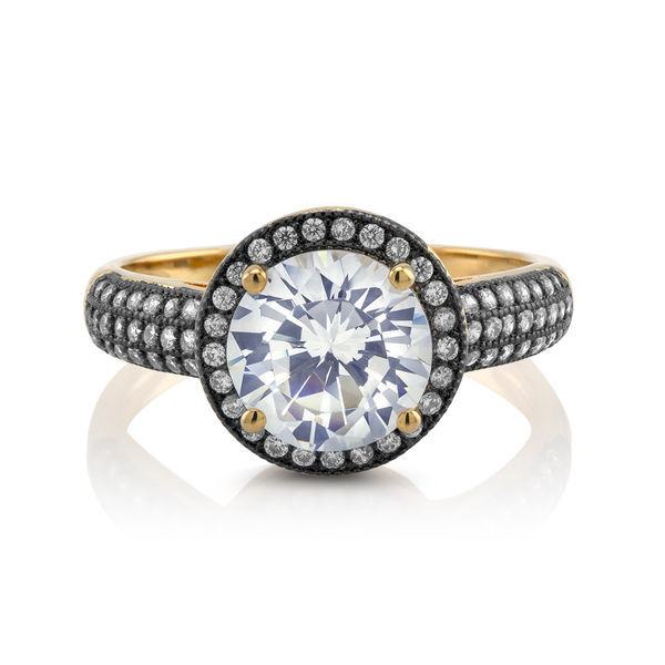 Turkey Jewelry 18K Two Tone Plated Round Cubic Zirconia "Debra" Ring