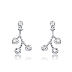 Fancy Design Sterling Silver White Cubic Zirconia Vine Dangle Earrings