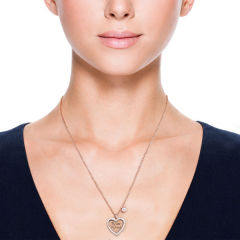 Rose Gold Sterling Silver "My Sister My Friend" Heart Charm Necklace