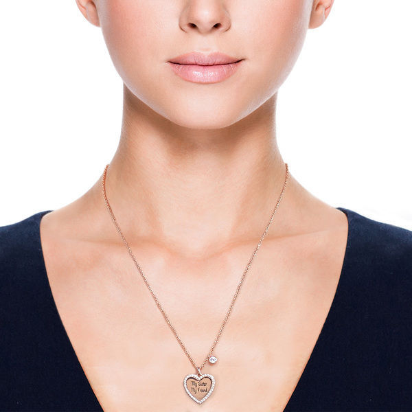 Rose Gold Sterling Silver "My Sister My Friend" Heart Charm Necklace
