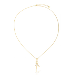 Delicate14K Gold Plated Sterling Silver Cubic Zirconia Ballerina Necklace