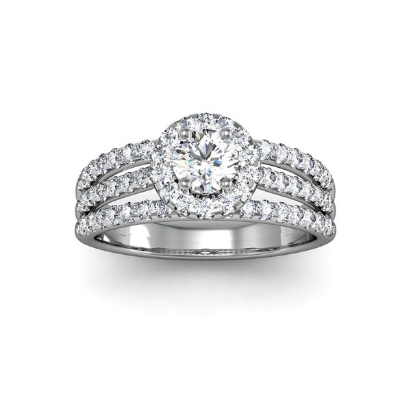 Sterling Silver Pave Set Cubic Zirconia Halo Women Engagement Ring