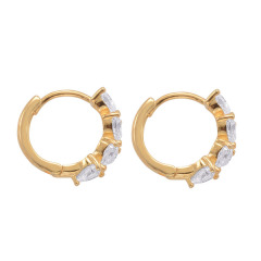 14K Gold Plated Sterling Silver Cubic Zirconia Heart Endless Hoop Earrings