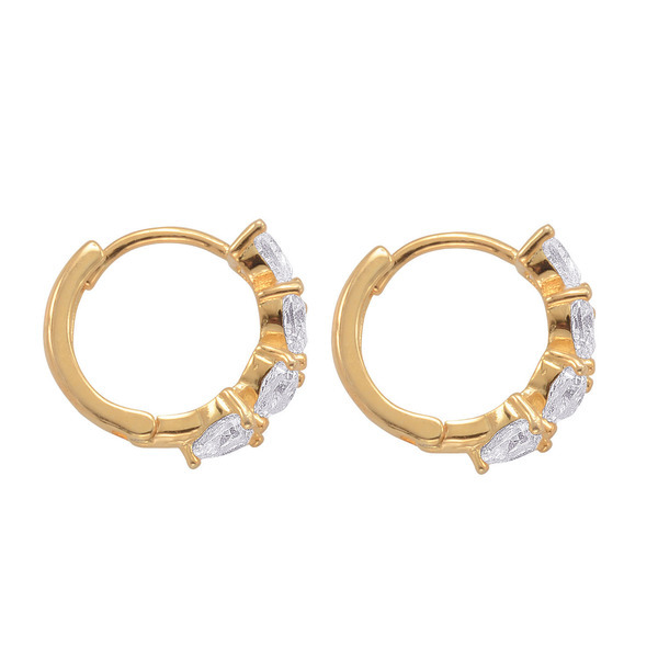14K Gold Plated Sterling Silver Cubic Zirconia Heart Endless Hoop Earrings