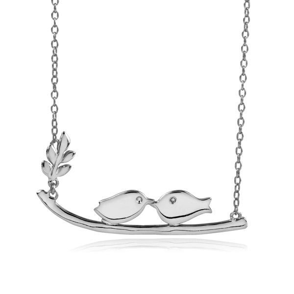 Fancy Jewelry Sterling Silver High Polish Two Birds in the Tree Necklace