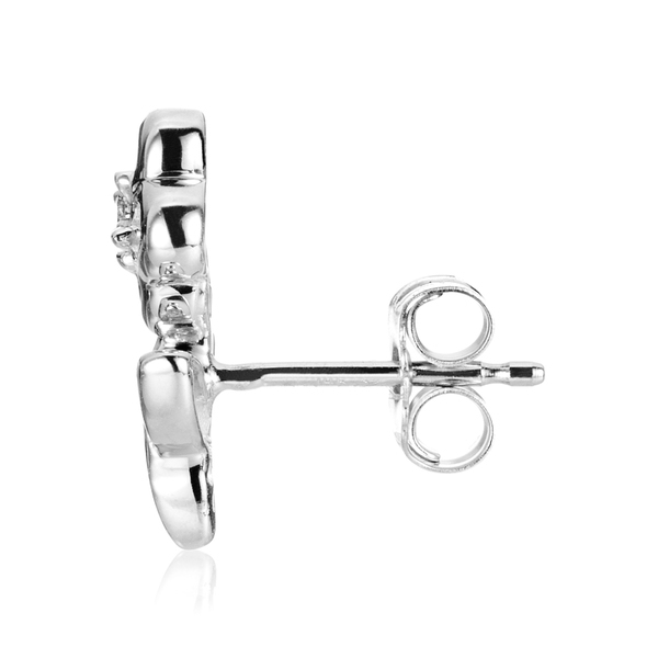 Petite Dedsign Sterling Silver Cubic Zirconia Flower Stud Earrings for Girls