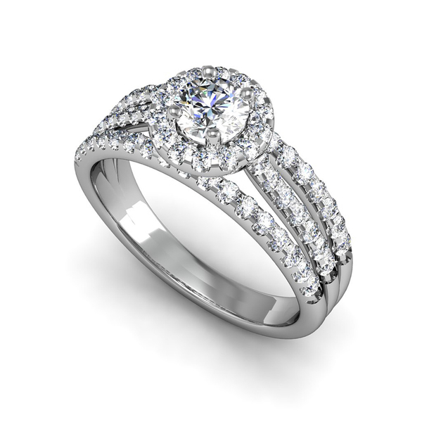Sterling Silver Pave Set Cubic Zirconia Halo Women Engagement Ring