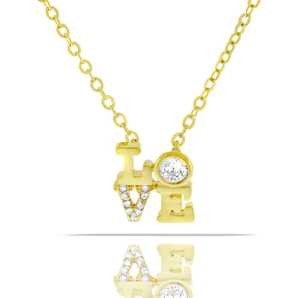 Women Fashion Love Crystal Rose Gold Plated Pendant Chain Necklace