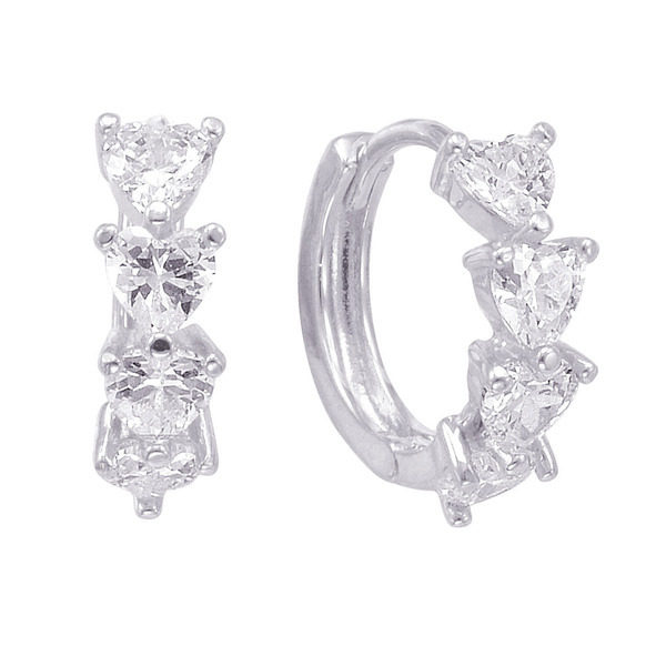 14K Gold Plated Sterling Silver Cubic Zirconia Heart Endless Hoop Earrings