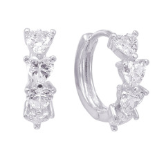 14K Gold Plated Sterling Silver Cubic Zirconia Heart Endless Hoop Earrings