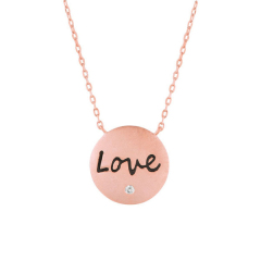 Landou Jewelry Sterling Silver Yellow Gold Plated Love Disc Necklace