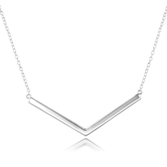 14K Gold Plated Sterling Silver High Polish V Shaped Choker Necklace