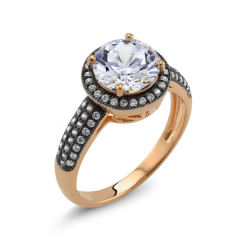 Turkey Jewelry 18K Two Tone Plated Round Cubic Zirconia "Debra" Ring