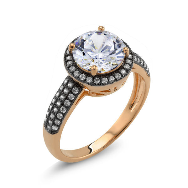 Turkey Jewelry 18K Two Tone Plated Round Cubic Zirconia "Debra" Ring
