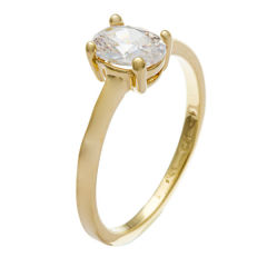 Sterling Essentials Silver Rose Gold Plated Oval-cut White Cubic Zirconia Ring
