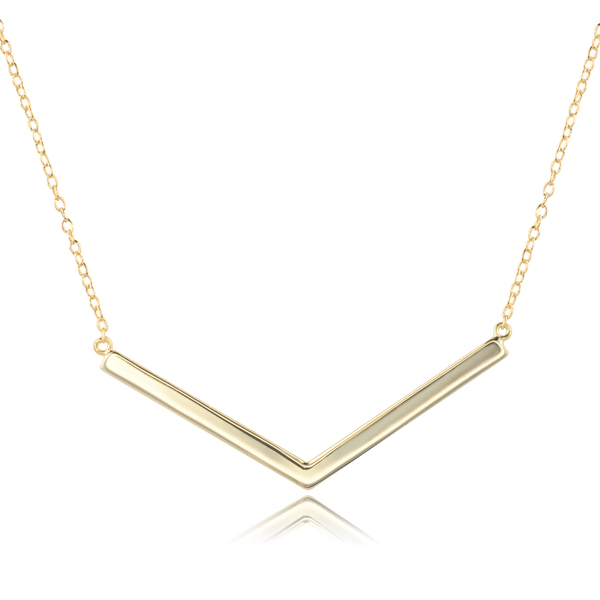 14K Gold Plated Sterling Silver High Polish V Shaped Choker Necklace