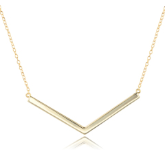 14K Gold Plated Sterling Silver High Polish V Shaped Choker Necklace